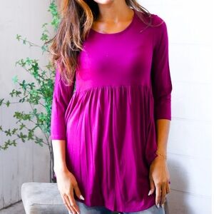 BEESON RIVER Women’s Boutique Brand Magenta Babydoll Top Size Large NWOT